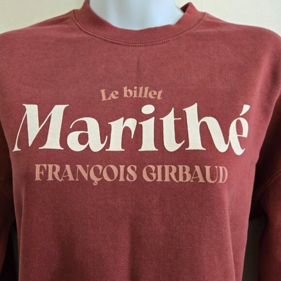 Marithé François Girbaud Women's Burgundy Cropped Crewneck Sweater - Picture 3 of 7